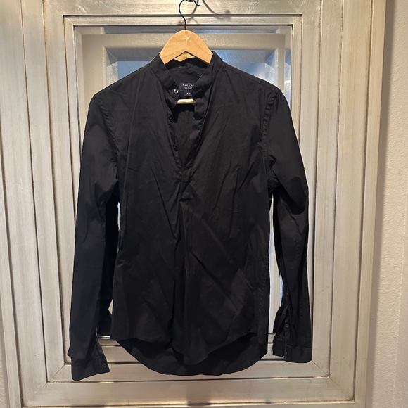 Zara half button dress shirt size small black - Picture 1 of 4